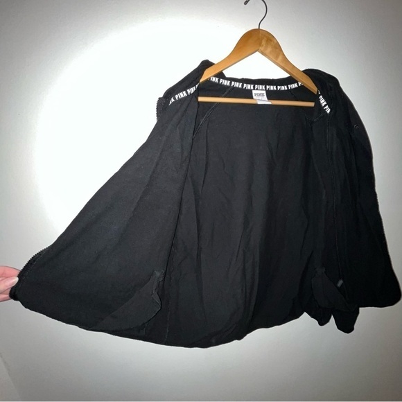 PINK Victoria’s Secret High Low Reflective Zip Up Hoodie Sweatshirt Size Small - Picture 6 of 8